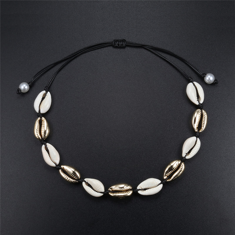 Fashion Women Necklace Boho Sea Shells Necklace Clavicle Collar Pendant Chain Choker Beach Jewelry Gift femme Natural Accessorie