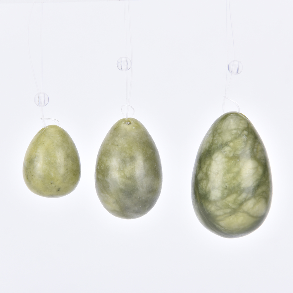 3PCS/SET Natural Green Jade Eggs Women Pelvic Floor Muscle Kegel Exercise Vaginal Tightening Exercise Yoni Egg Ben Wa Ball