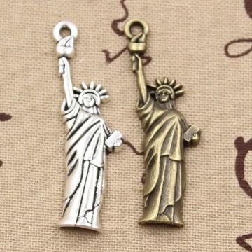 12pcs Charms Statue Of Liberty New York 49x14mm Antique Bronze Silver Color Plated Pendants Making DIY Handmade Tibetan Jewelry