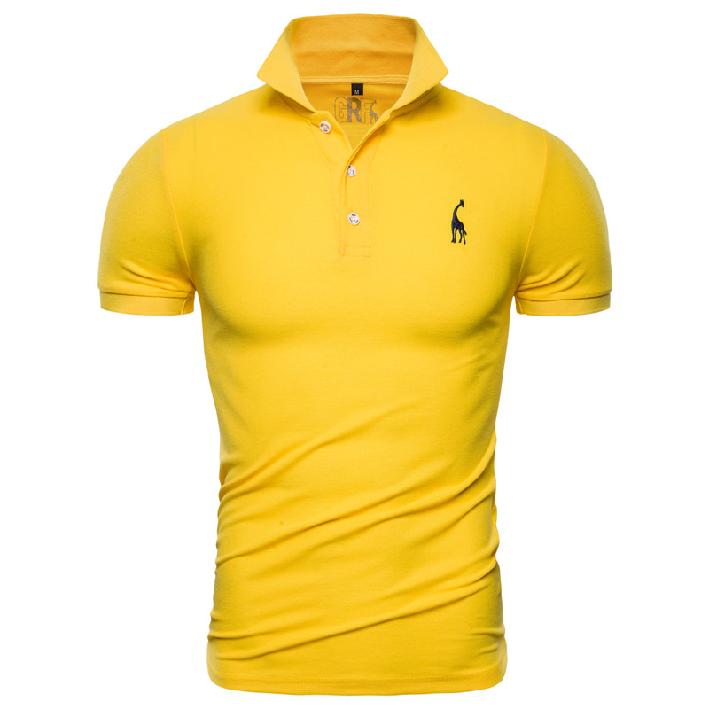 Dropshipping 2019 New Polo Shirt Men Solid Casual Cotton Polo Giraffe Men Slim Fit Embroidery Short Sleeve Men's Polo 10 Colors