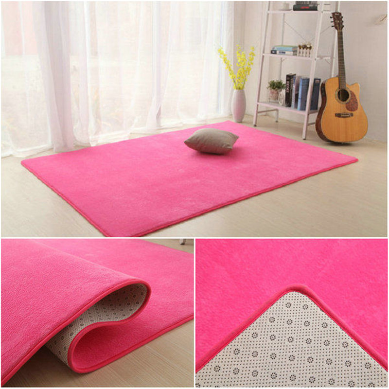 1 Piece Rectangle Soft Floor Carpet Solid Living Room Carpet Bathroom Area Rug Anti-Slip Study Room Mat Child Bedroom Mat Pad