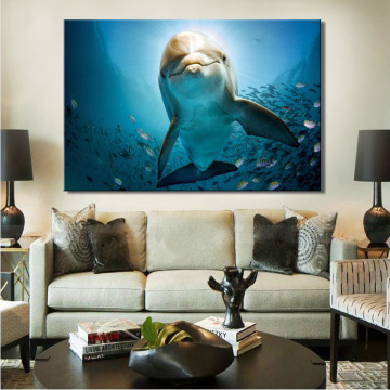 Modern Seascape The Cute Dolphin Oil Painting on Canvas Posters and Prints Cuadros Wall Art Pictures for Living Room Decoration