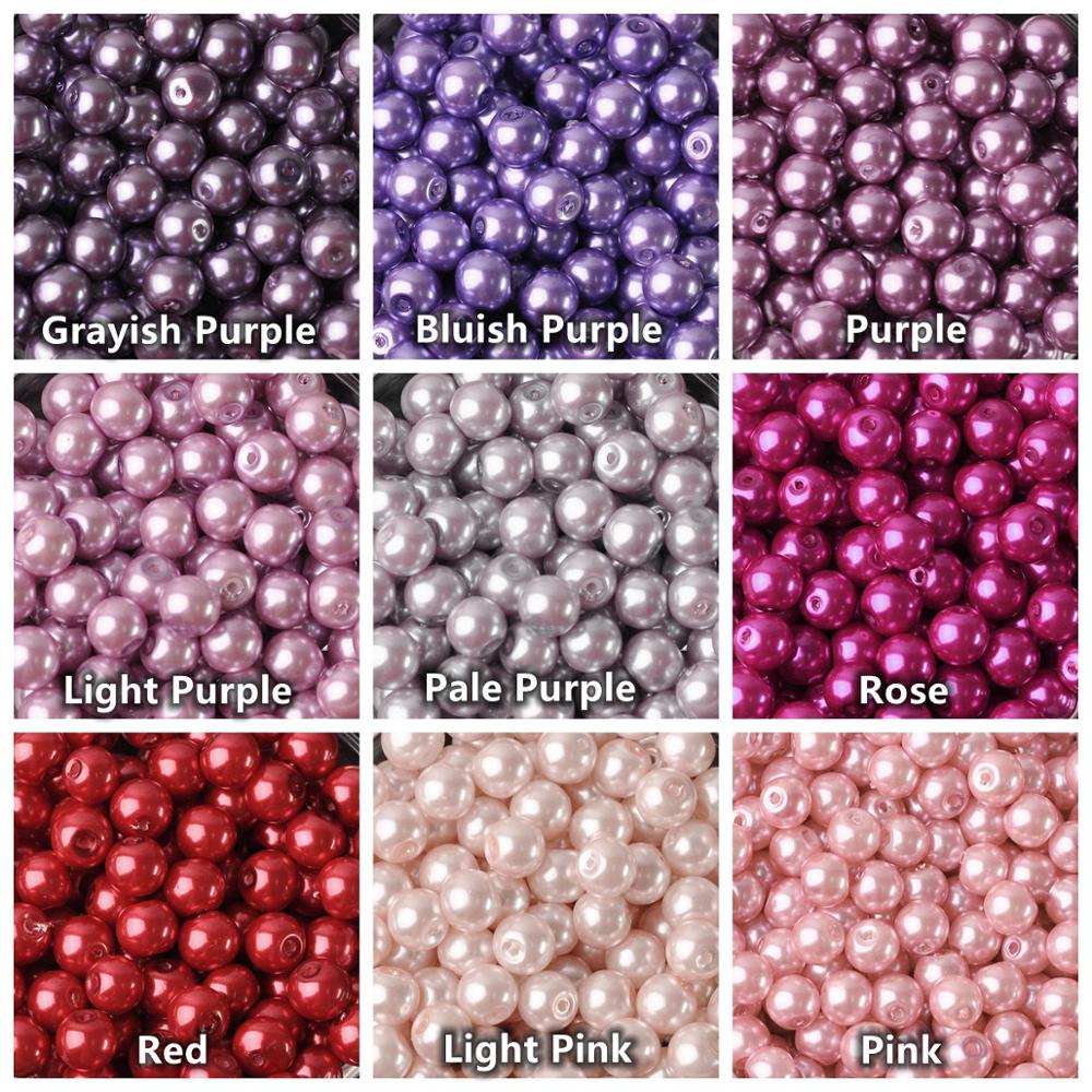 Lot Colors Round Pearl Coated Glass 4mm 6mm 8mm 10mm 12mm 14mm 16mm Loose Spacer Beads for Jewelry Making DIY Crafts