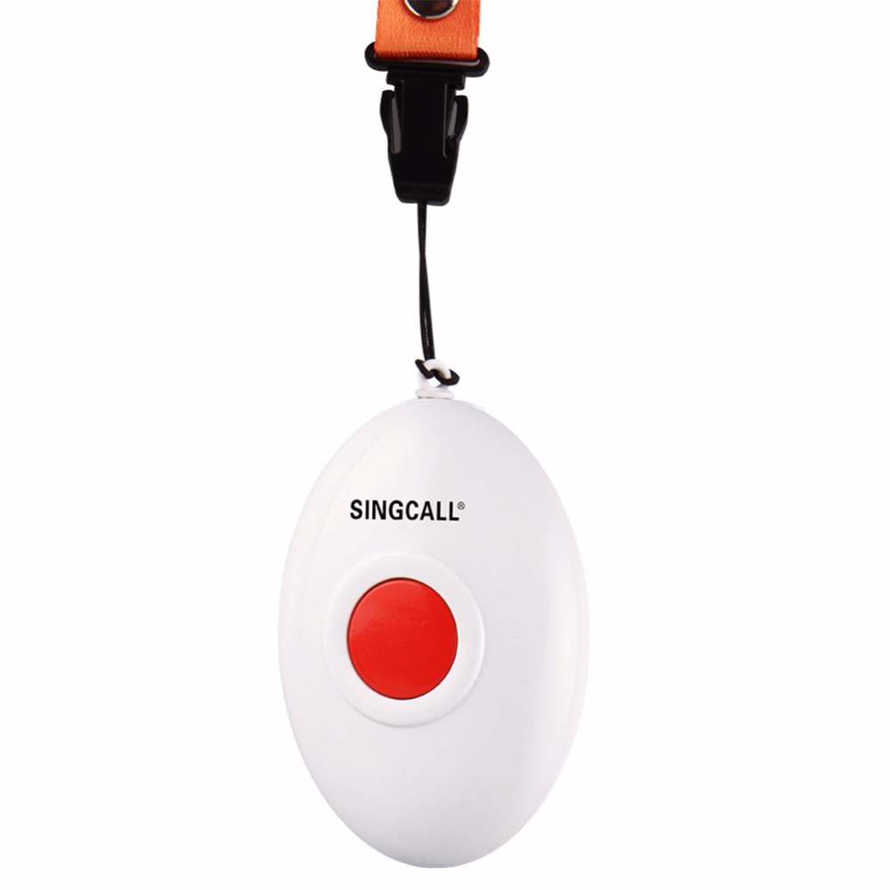 SINGCALL Wireless Nursing System, Medical Call Pager, Panic Button, Oval Rounded Shape Bell with the Necklace APE160