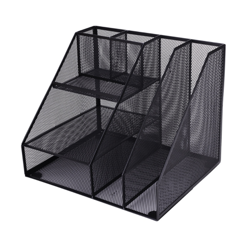 Home Office Desktop Office storage File Rack Organizer Sorter Black Metal Mesh