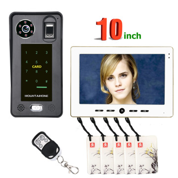 10inch Fingerprint IC Card Video Door Phone Intercom Doorbell With Door Access Control System Night Vision Security CCTV Camera