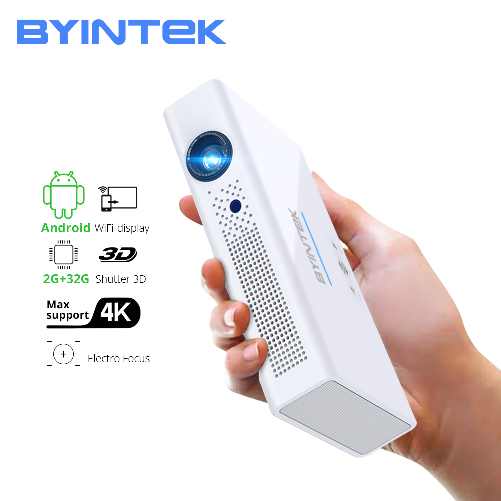 BYINTEK R19 3D 4K Smart Android WIFI Video Home Theater LED Portable Mini DLP Projector Beamer for 300inch Full HD 1080P HDMI 4K