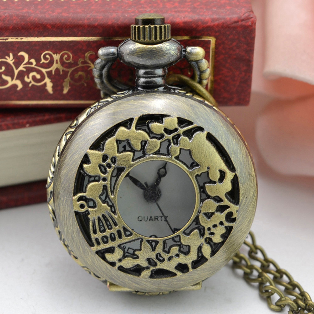 Vintage Steampunk Retro Bronze Design Pocket Watch Quartz Pendant Necklace Pendant with Chain Custom Engraved Gift cep saati #10