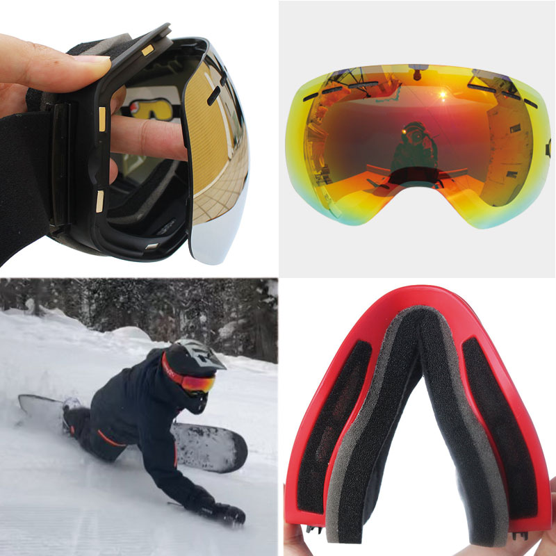 Men Women Ski Goggles with Magnetic Double Layers Lens Skiing Anti-fog UV400 Snowboard Goggles Ski Glasses Eyewear Graced lens