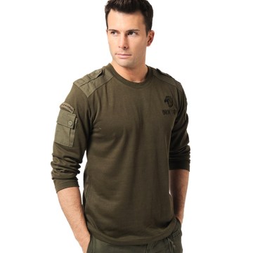Mens Long Sleeve Tactical T-Shirt Spring Autumn Outdoor Sports Hiking Cotton Breathable T Shirt Combat Training Military Tops