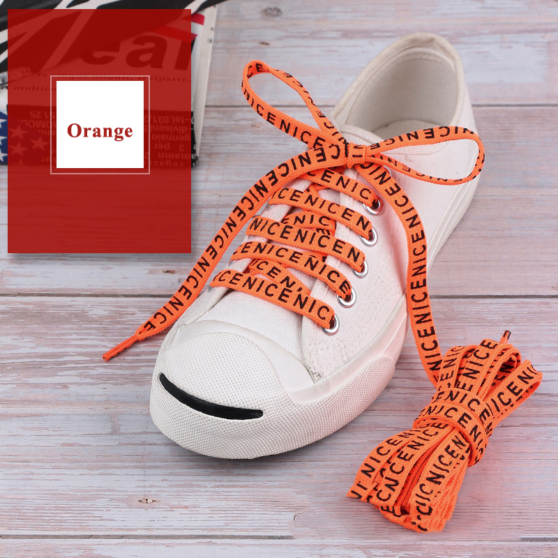 1 Pair Stylish Flat Printed Letter Shoelaces Pretty Bootlaces Trendy Colourful Length Specialty Canvas Sneakers Shoe string