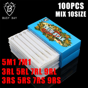 Tattoo Needles Set 100pcs Mixed Disposable & Sterilized Round & Magnums Liners and Shaders For Tattoo Machine Gun Supplies