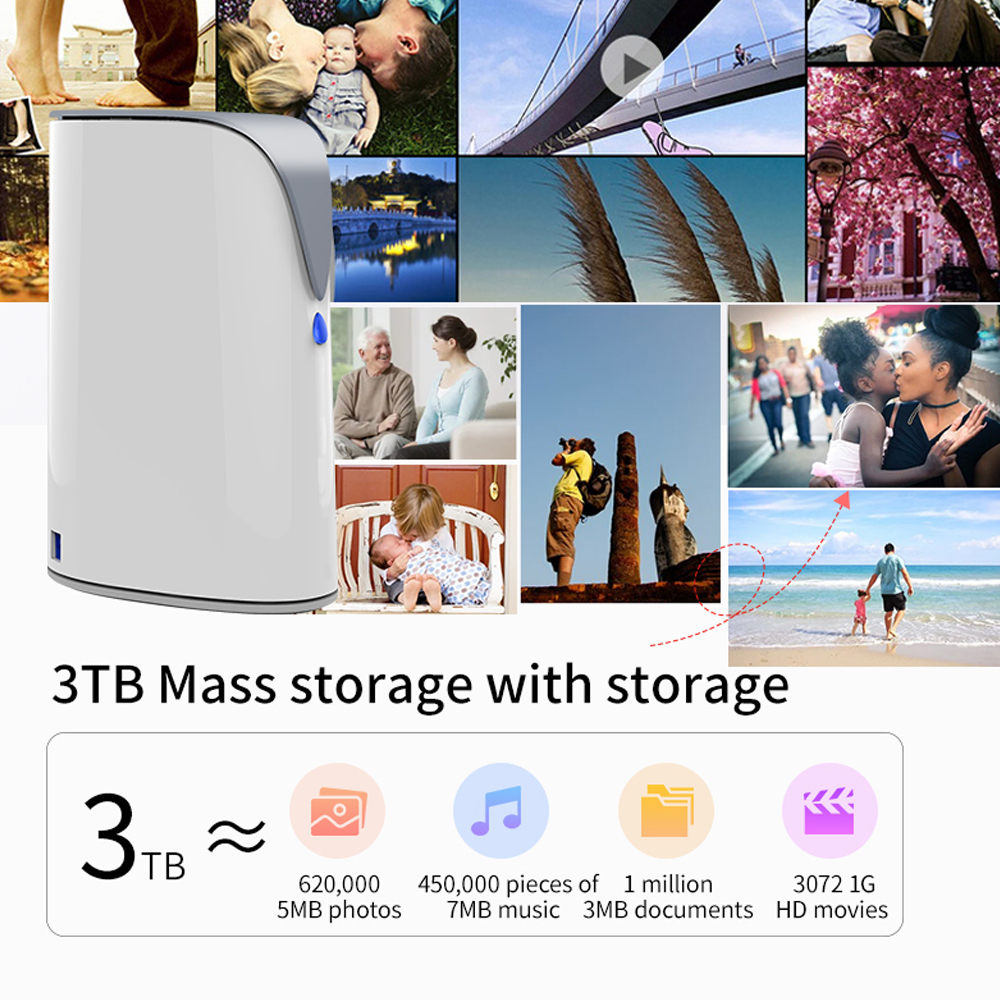 SSK 3TB Personal Cloud,Network Attached Storage Support Auto-Backup,NAS for Phone/Tablet PC/Laptop Wireless Remote Access