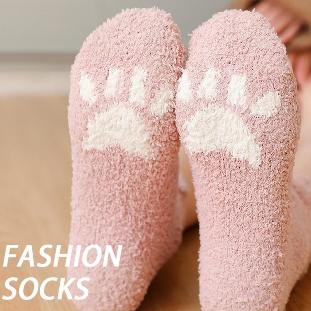 1Pair Cute WInter Kids Children Socks Embroidery Cartoon Thick Warm Sleep Floor Socks Girls Boys Plush Coral Fleece Socks