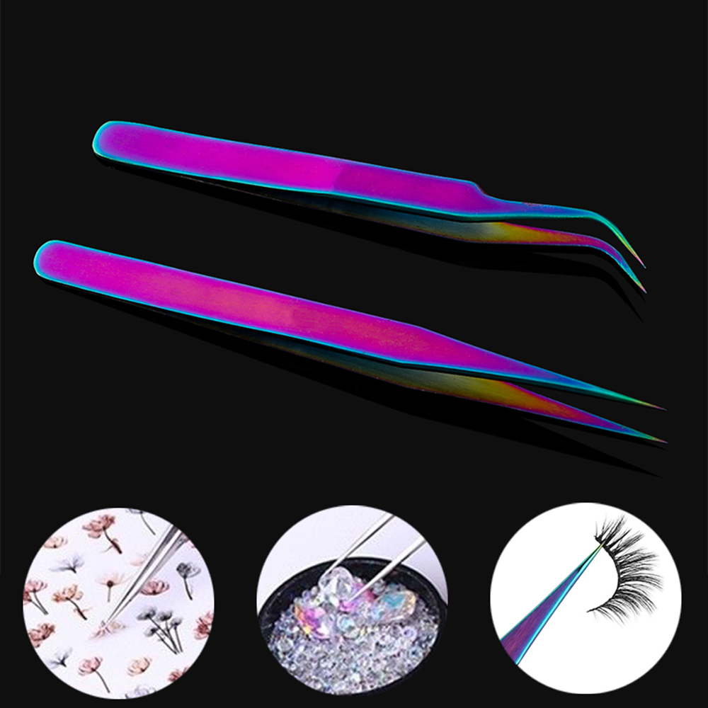 1PC Stainless Steel Eye Lashes Tweezers False Fake Eyelashes Curler Extension Tweezers Nippers Applicator Clip Makeup Tools