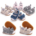 Soft Anti-slip Sole Canvas Baby Girls Sandals Hook & Loop Bow Toddler Shoes Infant Shoes Summer Prewalkers Kids Casual Slippers