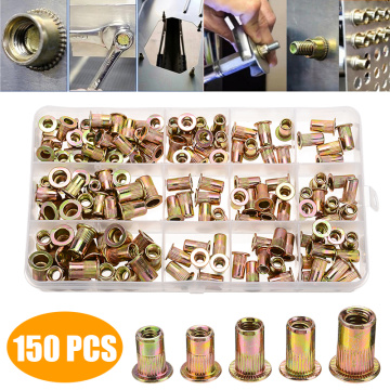 150pcs Car Auto SAE Rivet Nut Kit Rivnut Nutsert Set 1/4-20 10-32 10-24 8-32 6-32 Repair Tool Accessories Parts