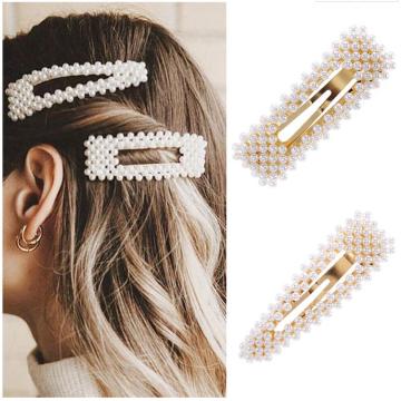 2019 New Fashion Pearl Hair Clip for Women Elegant Korean Design Snap Barrette Stick Hairpin Hair Styling Accessories Hair Pins