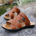 Genuine Leather Men's Sandals Open Toe Slip On Fashion Casual Shoes Men Men Slippers Roman Summer Beach Sandals Plus Size 38-48