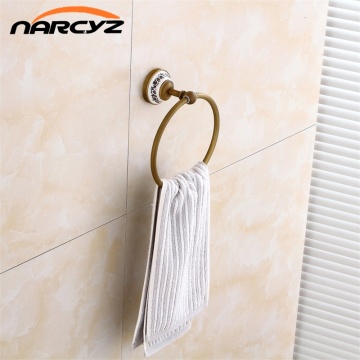 New Towel Rings Antique Bronze Ceramic Wall Mounted Towel Holder Towel Ring Brass Construction Bathroom Accessories 9222K