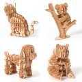 3D Wooden Puzzle DIY Toy Assembly Three-Dimensional Model DIY Animal Cat Dog Toy Wooden Craft Kit Decoration Assembly Toy