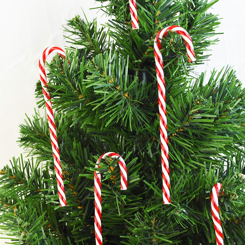 6pcs Acrylic Candy Canes Christmas Decoration Sugar Cane Xmas Tree Hanging Ornaments for Home Christmas Happy New Year Supplies