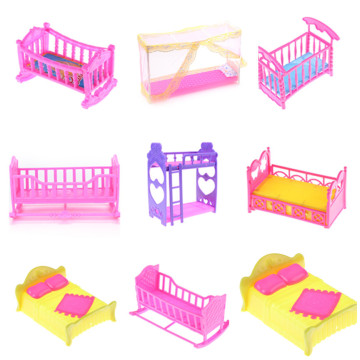 Hot Sale Plastic/Cloth Double Bed/Cradle/Pillow For Barbie Kelly Doll Bedroom Furniture Accessories Girls Gift Favorite Toys