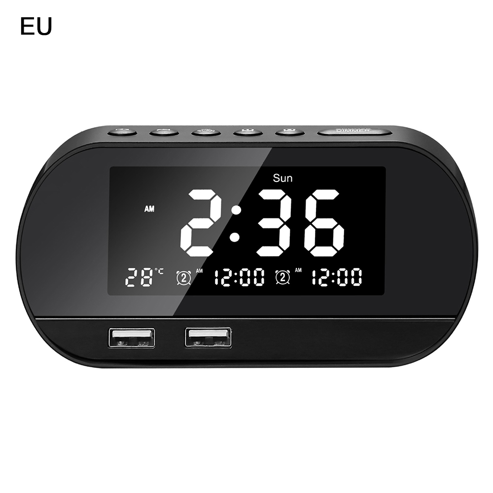 LCD Table Clock Rechargeable Alarm Clock 6 inch Screen Smart Wireless Radio Calendar Temperature Display Digital Clock