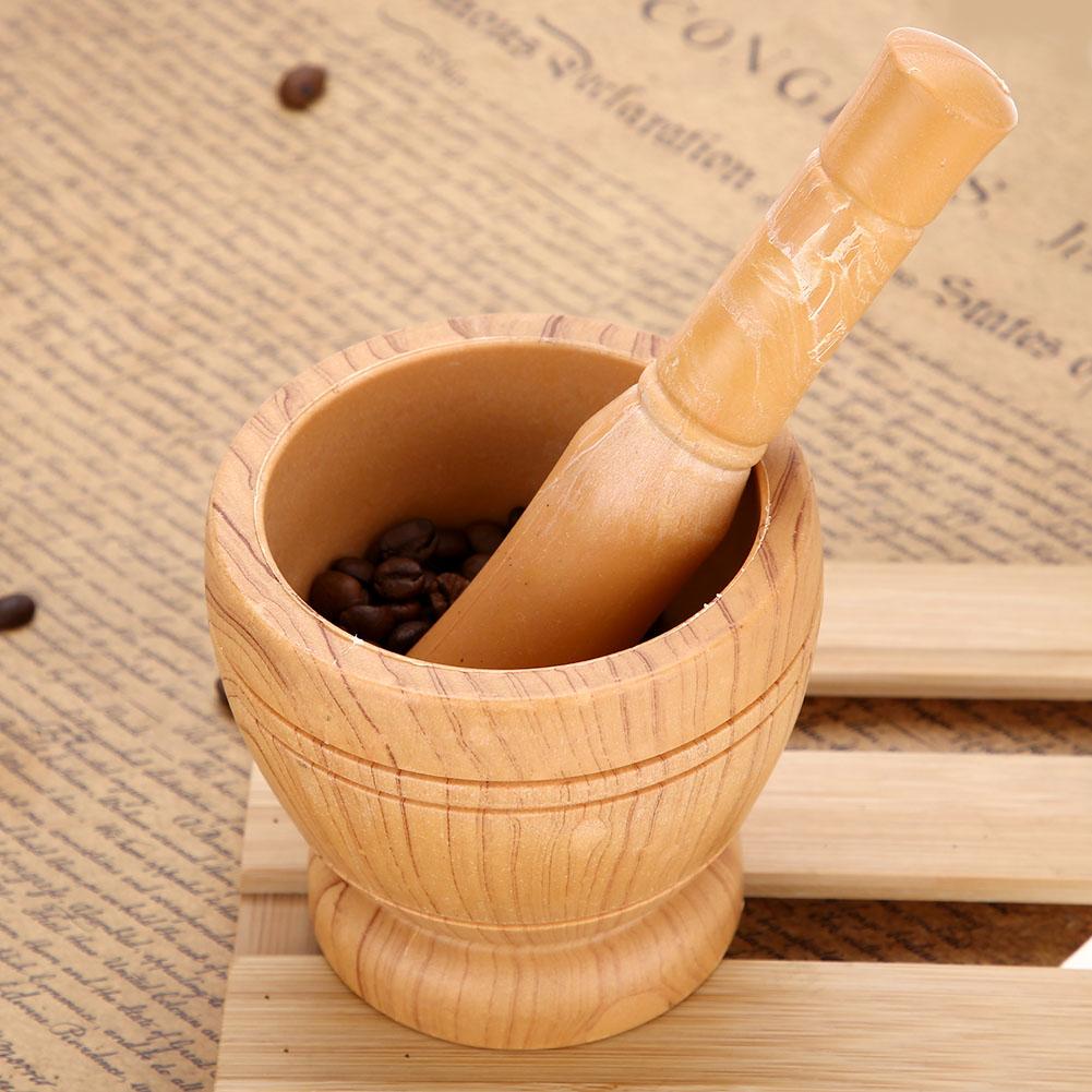 New Manual Wooden Mortar Pestle Grinding Bowl Set Garlic Press Ginger Crush Pot Spice Grinder Mortar Pestle Set Kitchen Tool