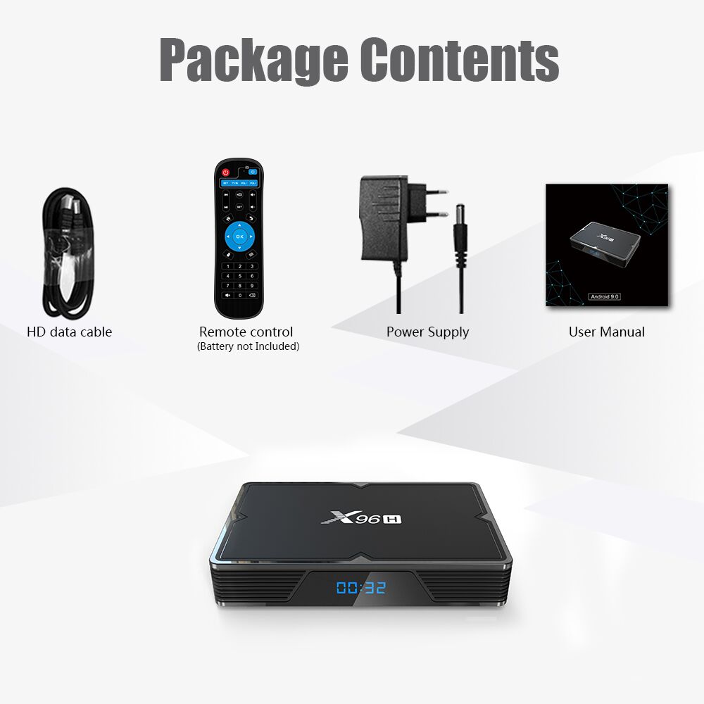 X96H 6K Android 9.0 TV Box 4G 32G With Dual Band Wifi Blueooth Support HDMI IN OUT Support Youtube Netflix IPTV Set top box