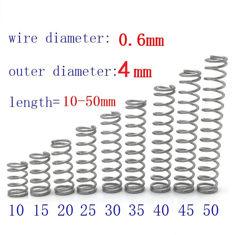 20pcs wire diameter = 0.6mm OD =4mm Stainless Steel Micro return Small Compression anti corrosion extension springs L=5-50