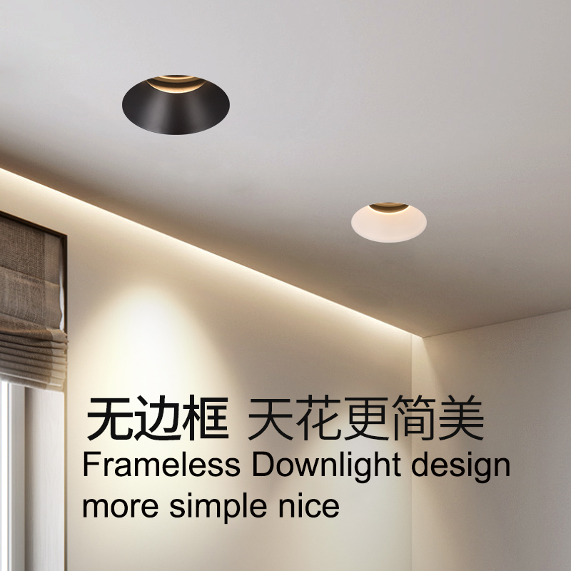 10W 12W Embedded Frameless Dimmble Recessed Down Lights Downlight Ceiling LED Spotlight Commercial Hotel Indoor Lighting 90-260V
