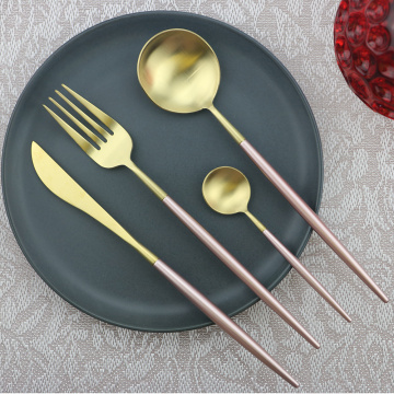 Gold Dinnerware Set 304 Stainless Steel Flatware Set Colorful Cutlery Set Kitchen Western Tableware Fork Knife Scoop Silverware