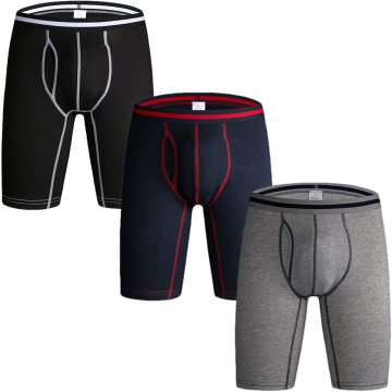 3 Pack Long Leg Men's Boxer Shorts Briefs Cotton Multipack Open Fly Pouch Sports Underpants Underwear Panties Men
