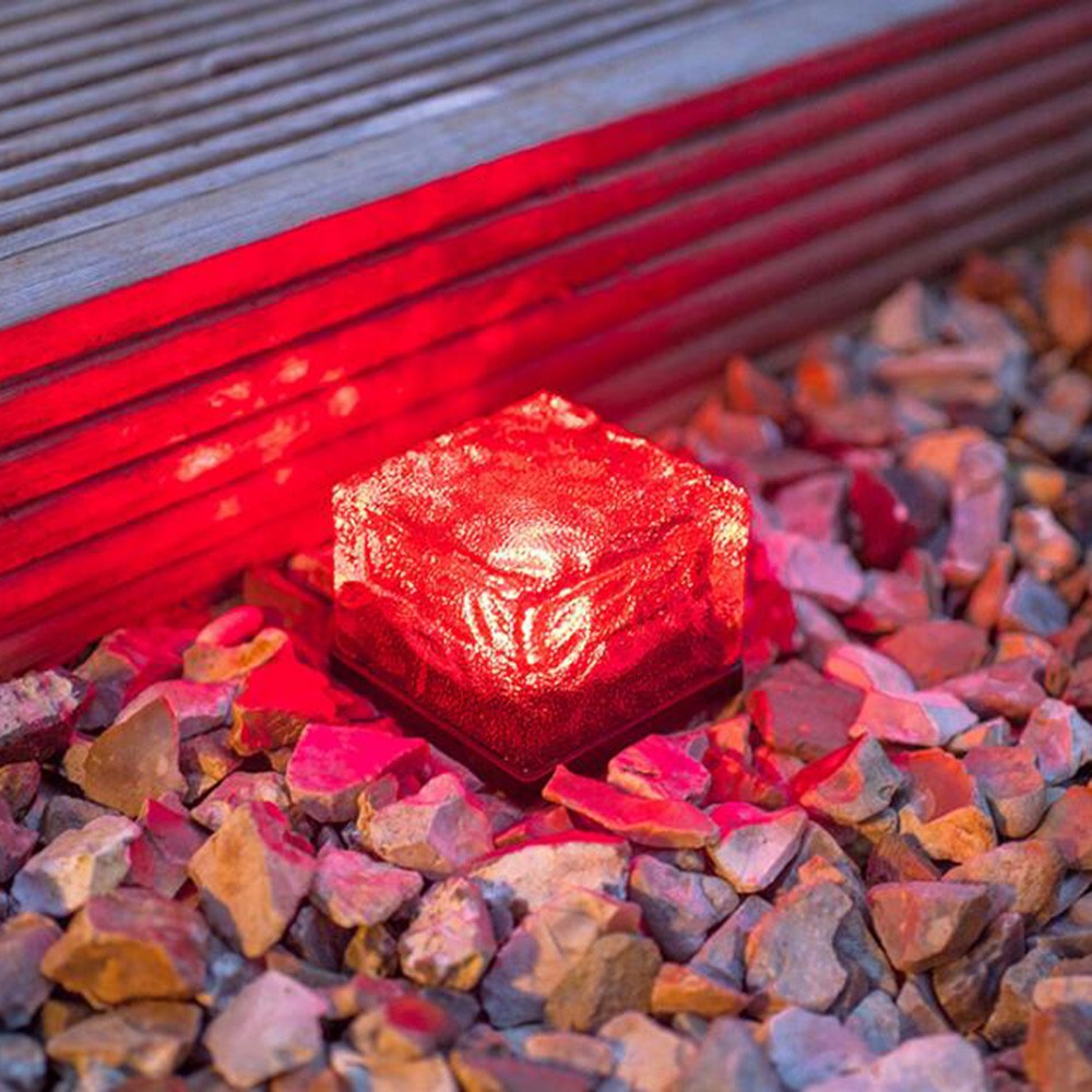 Waterproof Solar LED Light 1Leds Lamp Ground Clear Glass Ice Crystal Brick for Outdoor Yard Deck Road Path Garden Decoration
