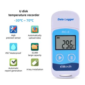 10 Pieces/Lot RC-5 High-precision USB Temperature Data Logger for Warehouse Storage, Refrigerated Transport, Laboratory