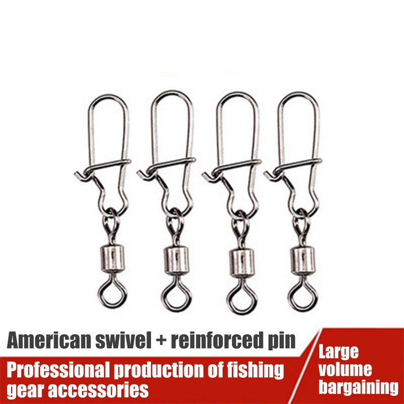 10PCS 4# -14# Fishing Accessories Connector Pin Bearing Rolling Swivel Stainless Steel Snap Fishhook Lure Swivels Tackle