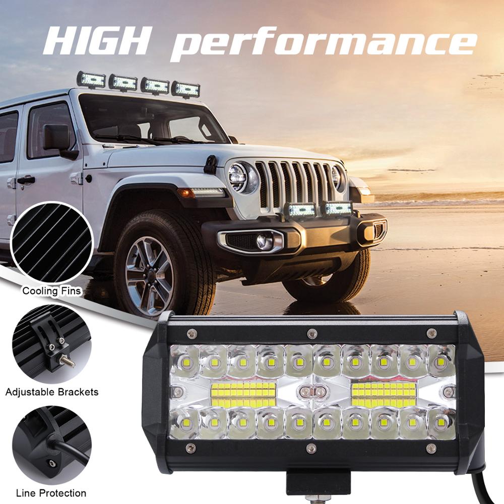 2 pcs 7 inch LED Light Bar 3 Rows 400W Work Light Combo Beam for Driving Offroad Boat Car Tractor Truck 4x4 SUV 12V 24V 6000k