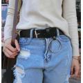 HOT Gold Round buckle belts female leisure jeans wild belt without pin metal buckle brown leather black strap belt women