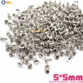 1000 set 5*5mm Silver Double Cap Round Rapid Rivet Punk Rock Leathercraft Rivet