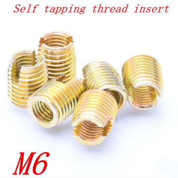 20Pcs M6 Threaded Inserts steel with zinc Helical Insert Self Tapping Slotted Screw Thread Repair Insert