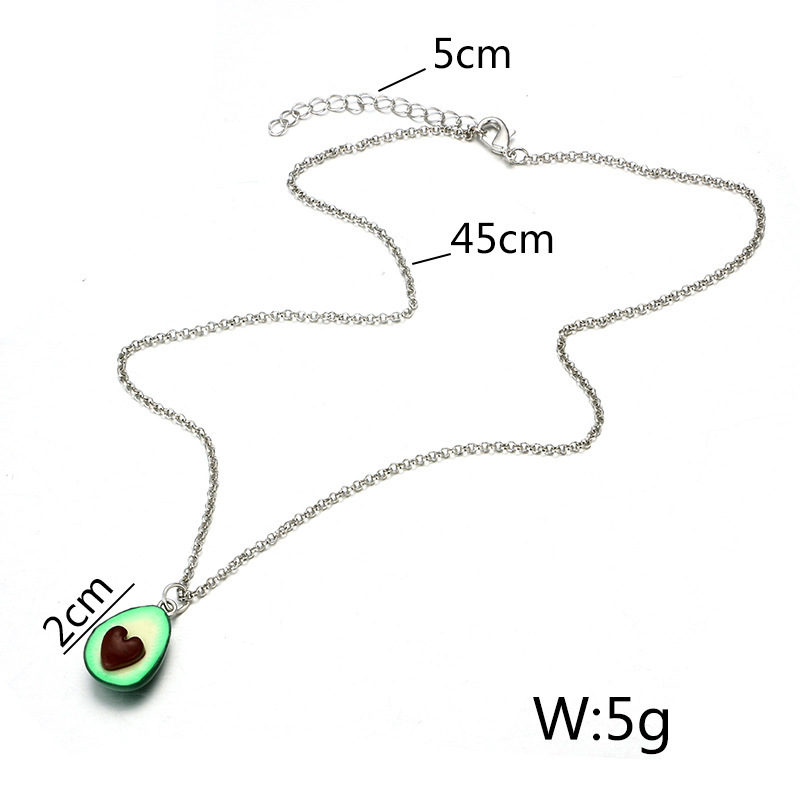 Summer Fashion Avocado Necklace & Drop Earring for Women Girls Lovely Fresh Green Fruit Chain Pendant Biomimetic Party Jewelry