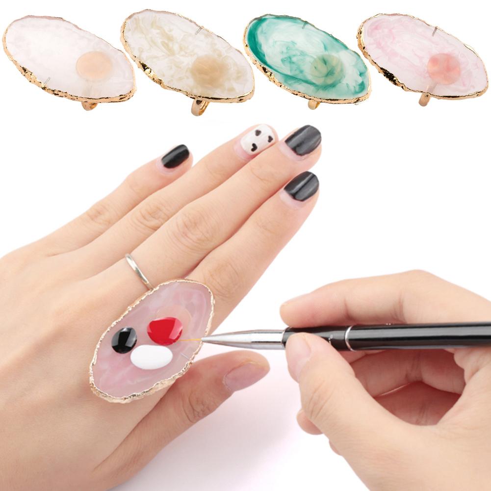 Resin Nail Palette Art Finger Ring Plate Gel Polish Cream Holder Mixing Color Palette Nail Art Equipment Cosmetic Makeup Pallete