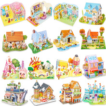 Simulation Cartoon Castle Garden Princess House 3D Puzzle Model Kit Architecture Maket Learning Educational Toys For Children