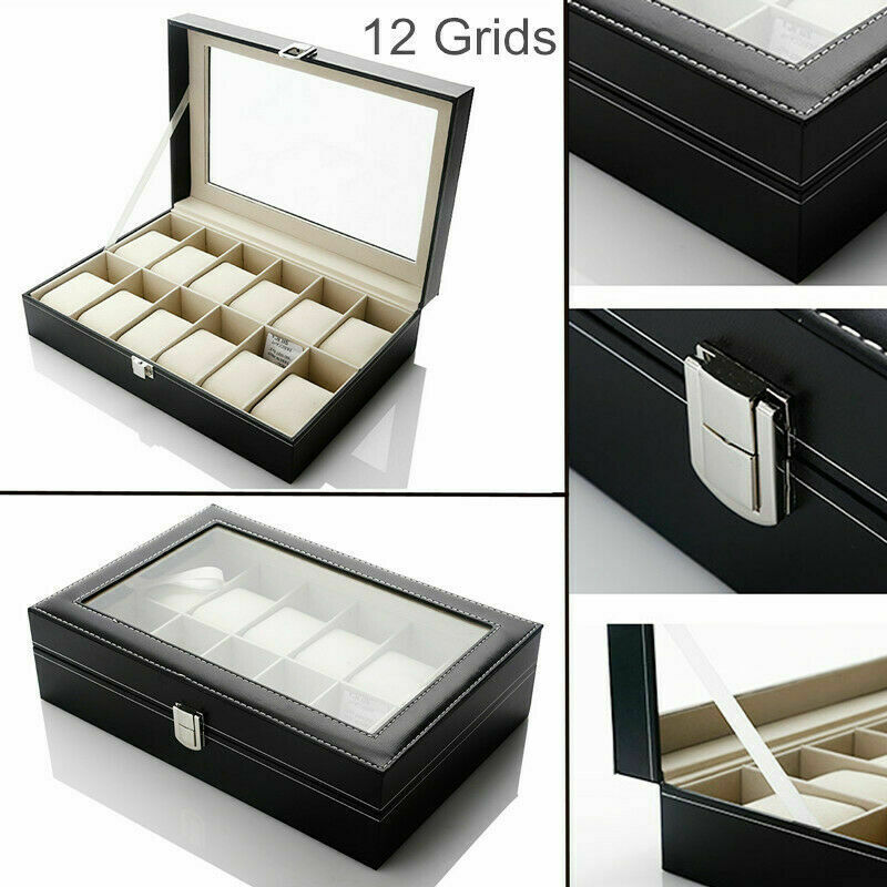 3/6/12 Leather Watch Box Case For Unisex Wrist Display Jewelry Organizer Storage PU Leather Wrist Watch Box Display Case