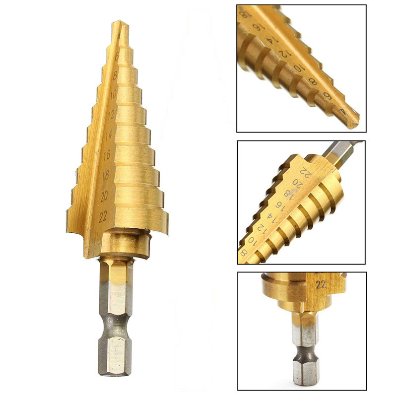 New Arrival 4-22MM HSS 4241 Hex Titanium Step Cone Drill Bit Hole Cutter For Sheet Metal