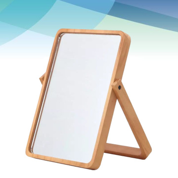 1PC Rectangular Makeup Mirror Dressing Mirror Wooden Frame Mirror Desktop Mirror for Girls