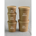 50pcs High quality kraft paper round soup bowl soup bucket disposable lunch box takeaway snack food fruit salad packing cups