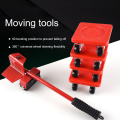 5pcs/set Furniture Lifter Sliders Kit Furniture Roller Move Tool Wheel Bar Mover Device Lifting System Tools for home