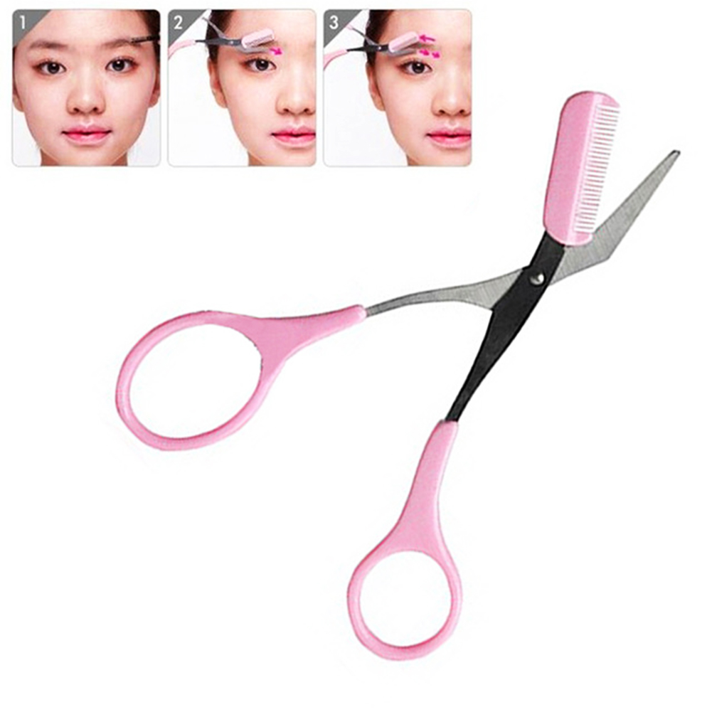 Mini Eyebrow Trimmer Scissors with Comb Eyebrow Grooming Beauty Tool Women Men eye brow trimmer Eyelash Hair Clips